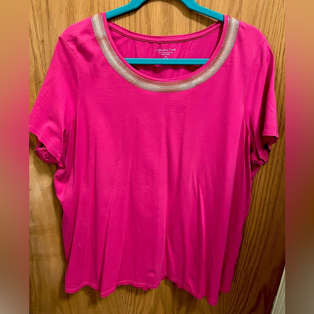 Coldwater Creek T-Shirt with embellished neckline Size 2X